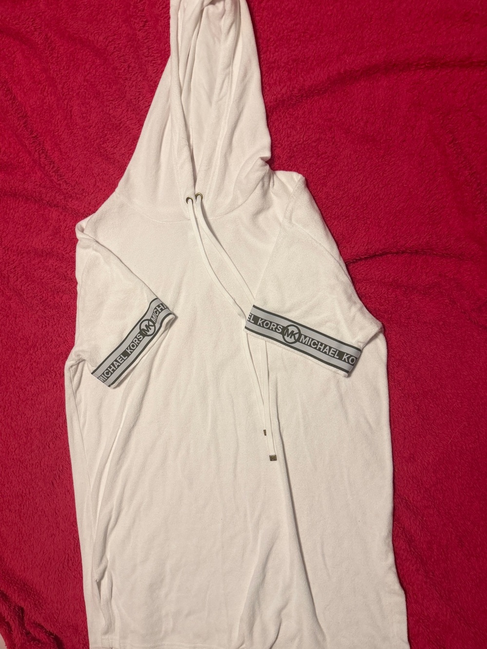 Michael Kors White Swim cover Hooded  Logo Trim